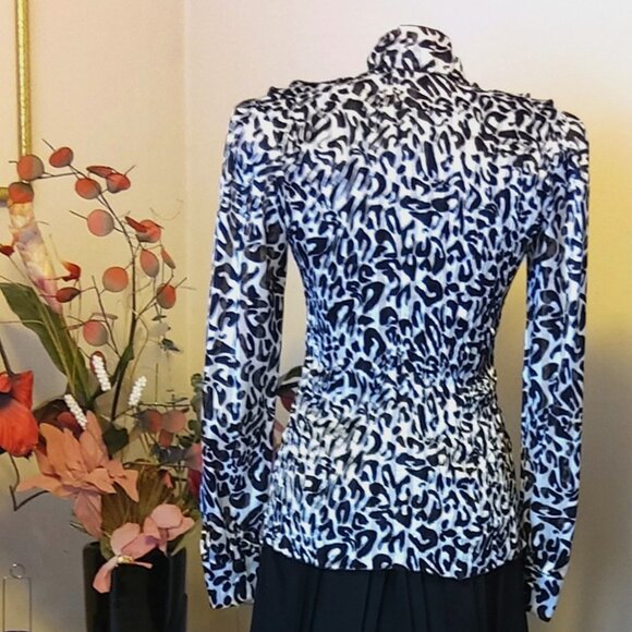 NWOT NESS High Quality V Neck Ruffle Blouse Shirt Elegant Office Work Tops M 8 - Picture 6 of 6